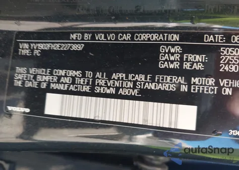 2014 Volvo S60 T6 из США, поврежденный, VIN YV1902FH2E2273897